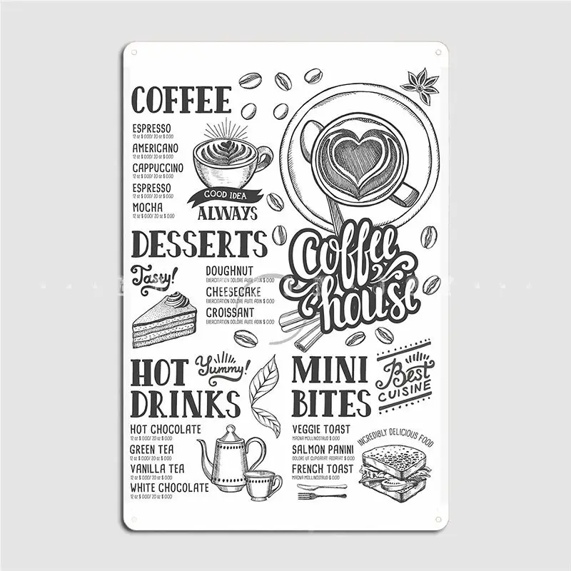 Coffee Tea Menu - Coffee Tea Cafe Cafe Menu Poster