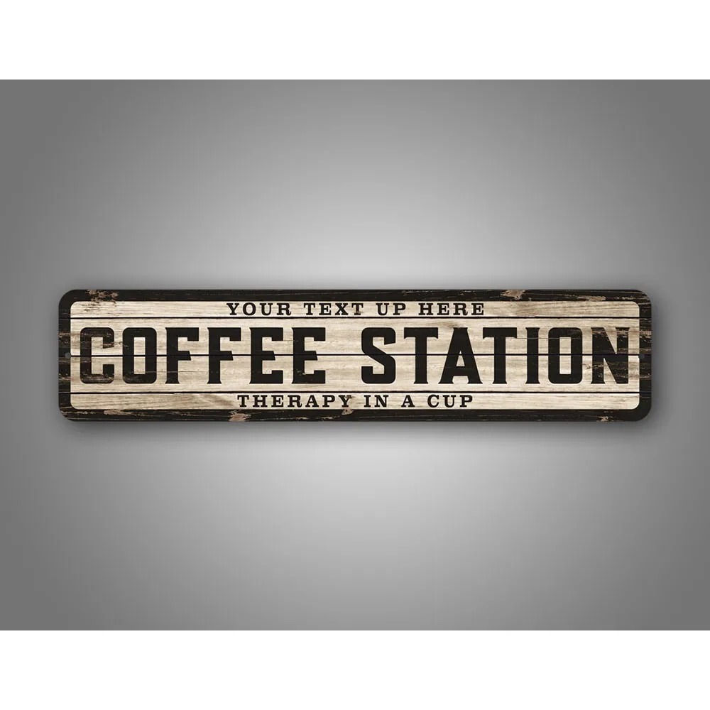 Coffee Tea Mugs - Custom Text Logo Weathered Wood Sign