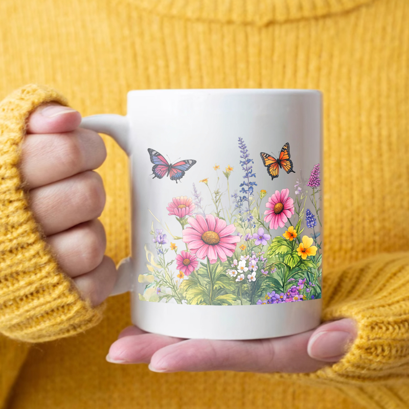 Coffee Tea For Garden - Ceramic cup white flower garden with