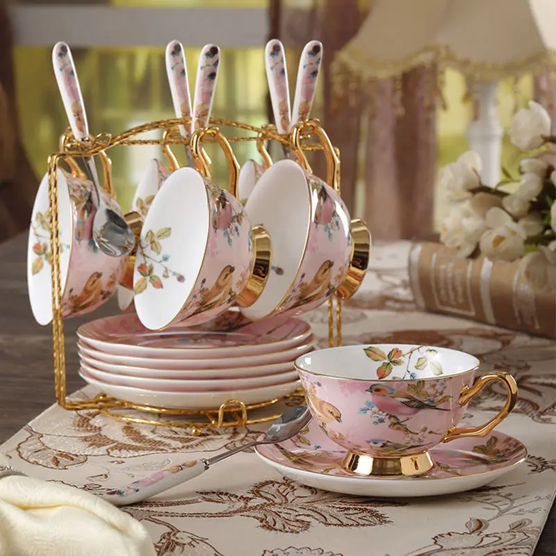 Espresso Cup Saucer - Bone china Coffee Cup Set Pink