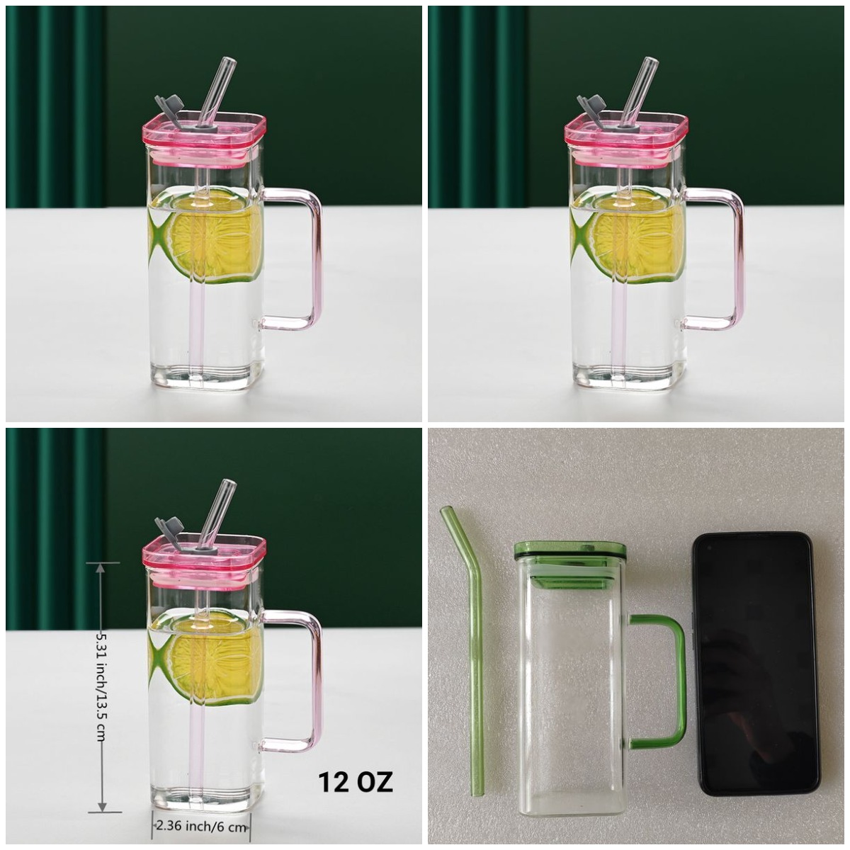 1 Pcs Pink Glass Cup, 6 Col Sq - Coffee Tea & Jane avaliação e preço