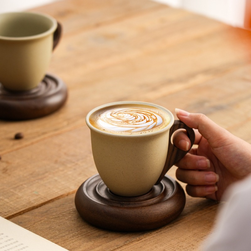 Creative Brown Ceramic and Woo - Coffee Tea For Garden avaliação e preço