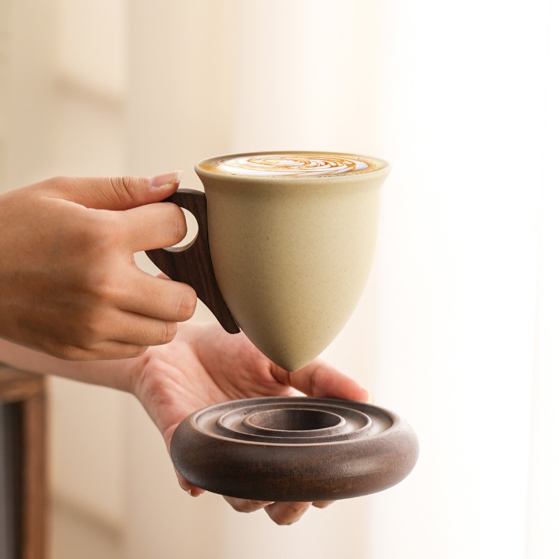 Creative Brown Ceramic and Woo - Coffee Tea For Garden avaliação e preço
