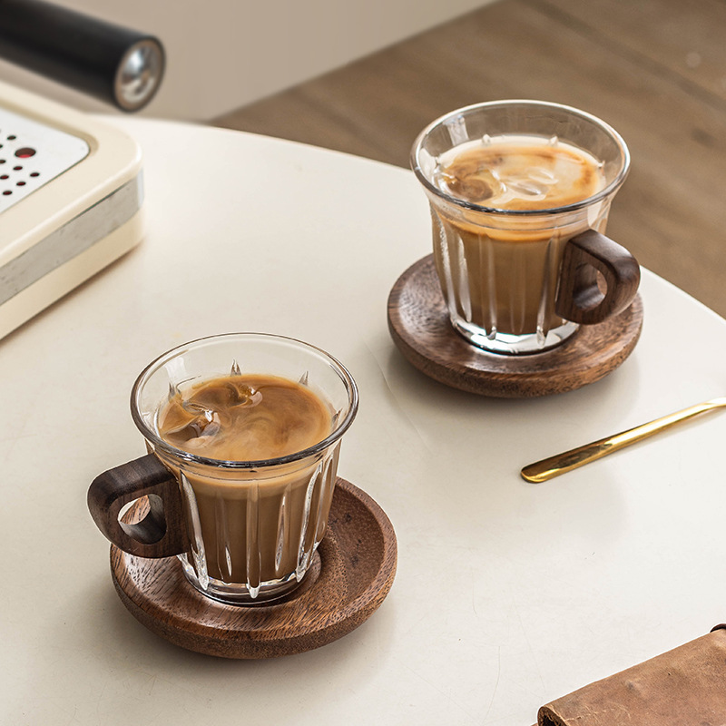 Glass Coffee Cup Set with Coas - Coffee Tea Uses avaliação e preço