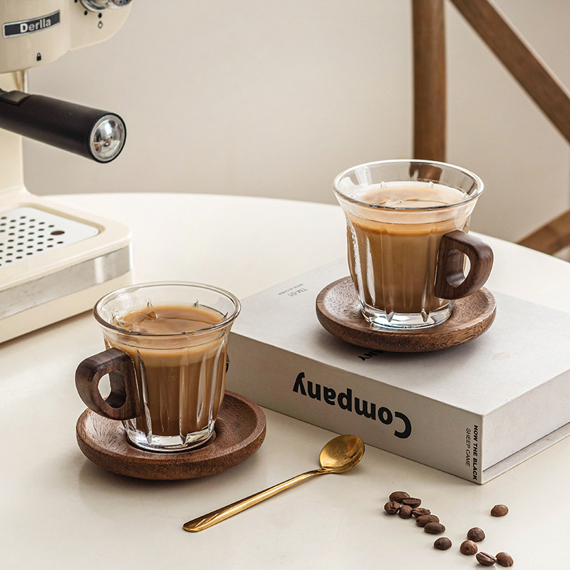 Glass Coffee Cup Set with Coas - Coffee Tea Uses avaliação e preço