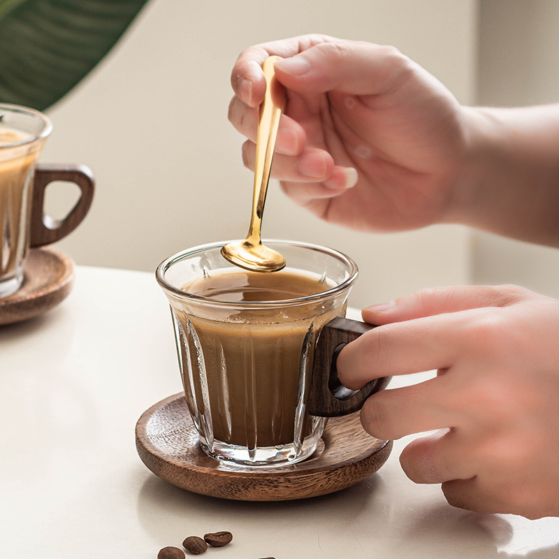 Glass Coffee Cup Set with Coas - Coffee Tea Uses avaliação e preço