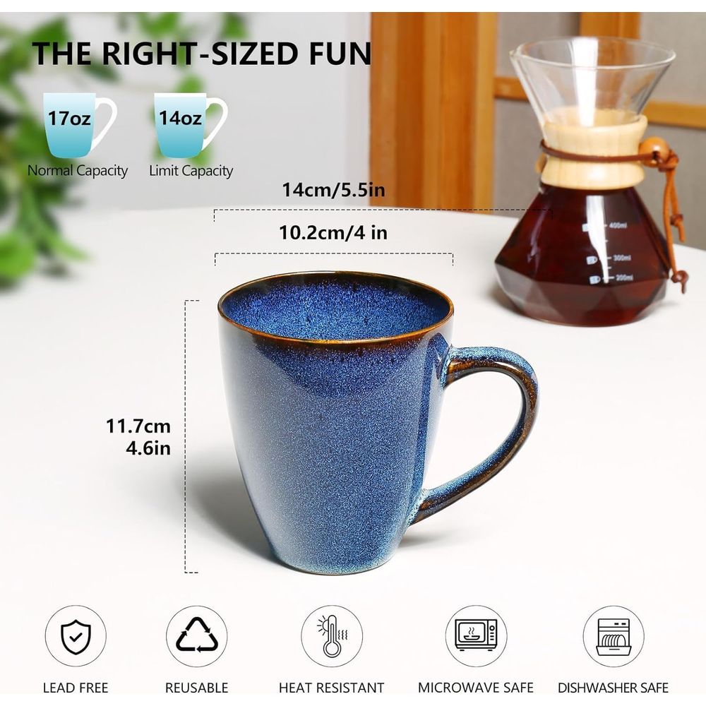 Set of 6 Large Blue Ceramic Co - Coffee Tea Uses avaliação e preço