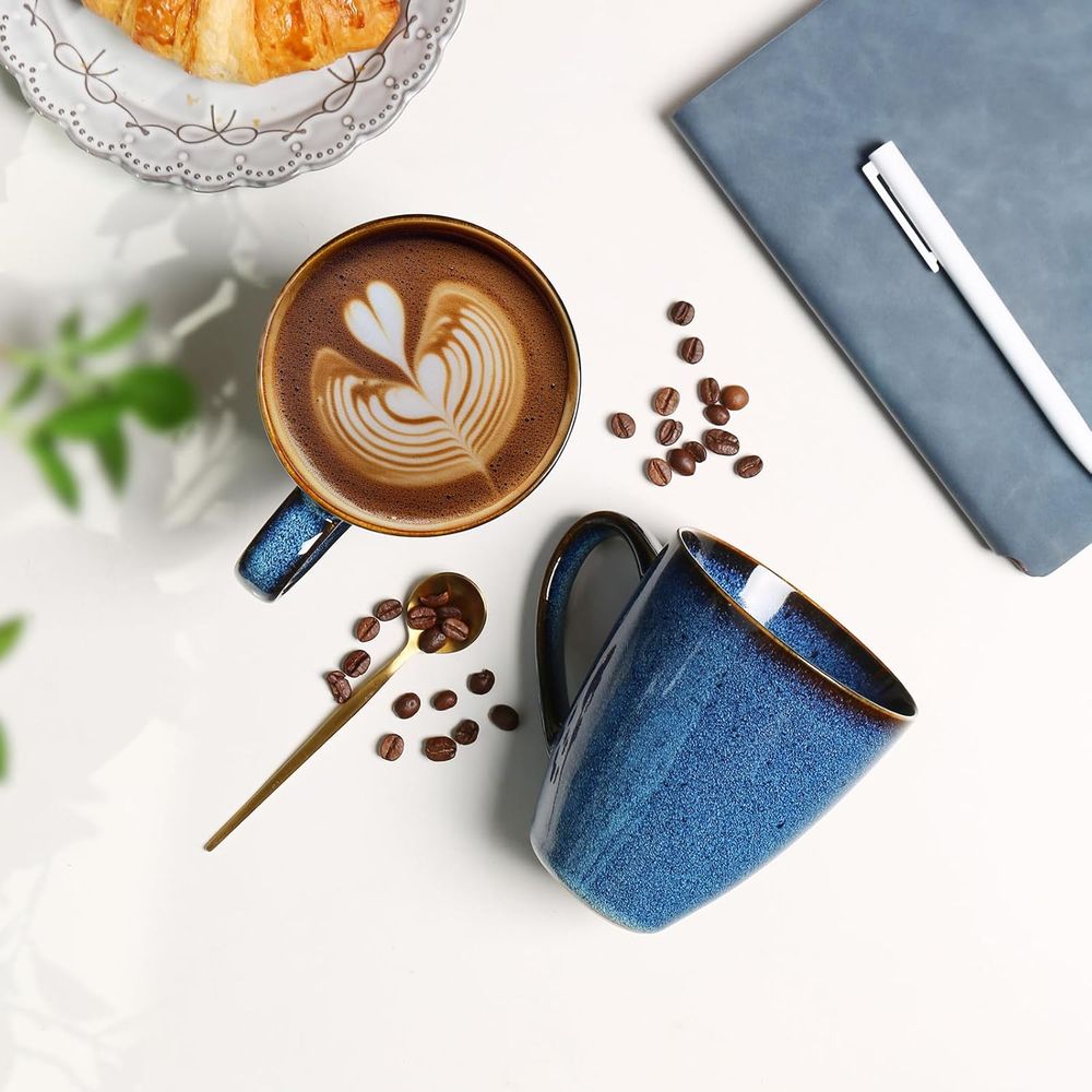 Set of 6 Large Blue Ceramic Co - Coffee Tea Uses avaliação e preço