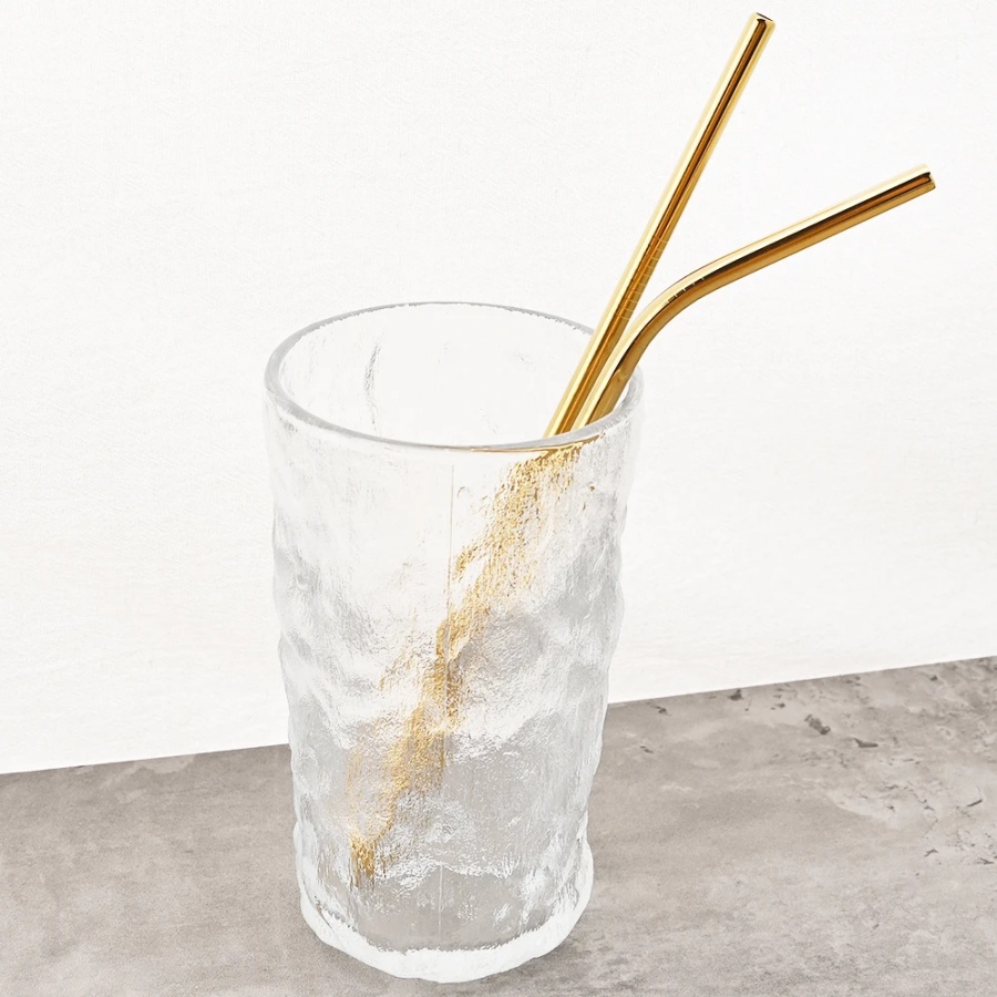 4pcs reusable gold straws milk - Coffee Tea Uses avaliação e preço