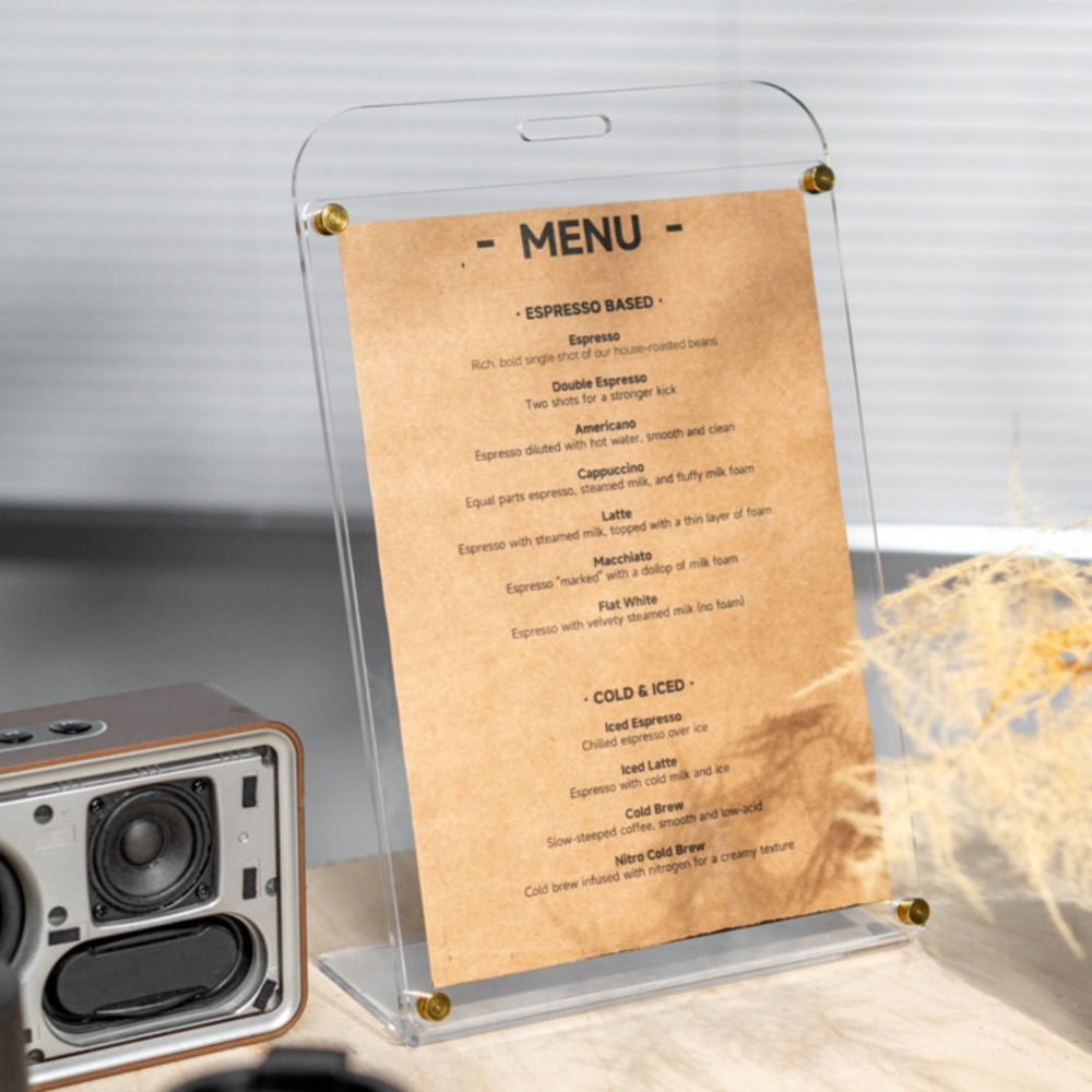 1PCS A4 Display Stand Transpar - Coffee Tea Menu avaliação e preço
