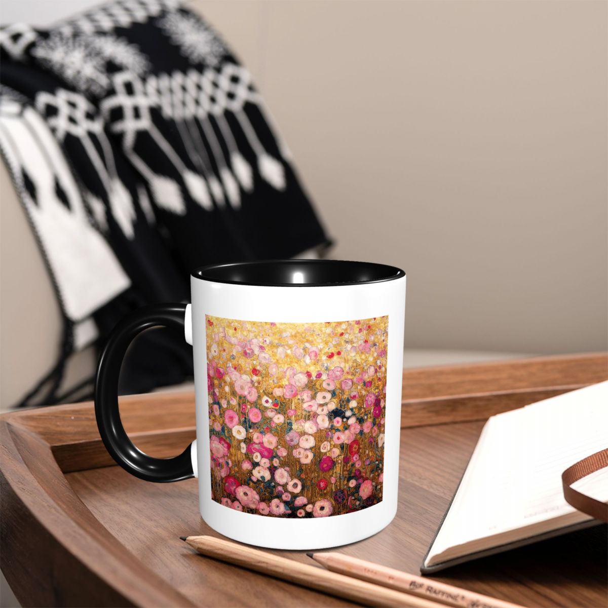 Gustav Klimt Pink Flower Garde - Coffee Tea For Garden avaliação e preço