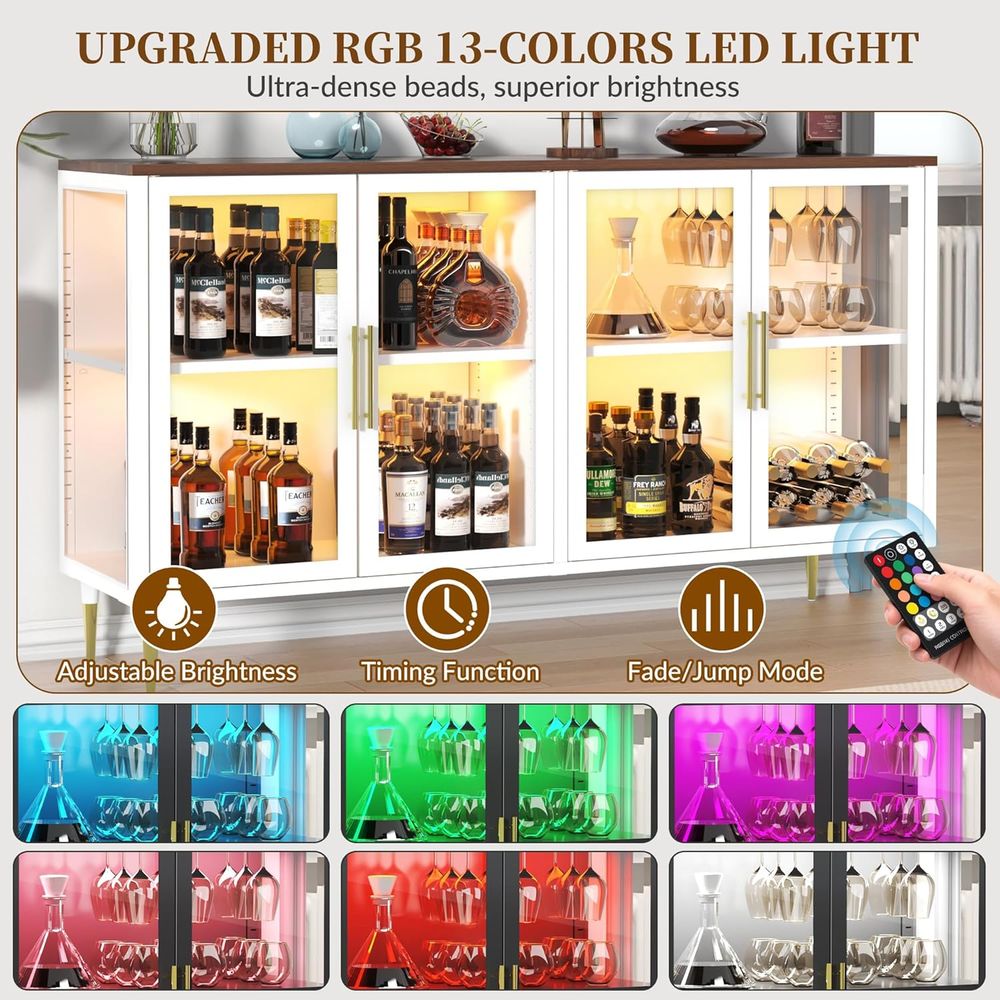 LED-Illuminated Glass Sideboar - Coffee & Tea Ken'S House avaliação e preço