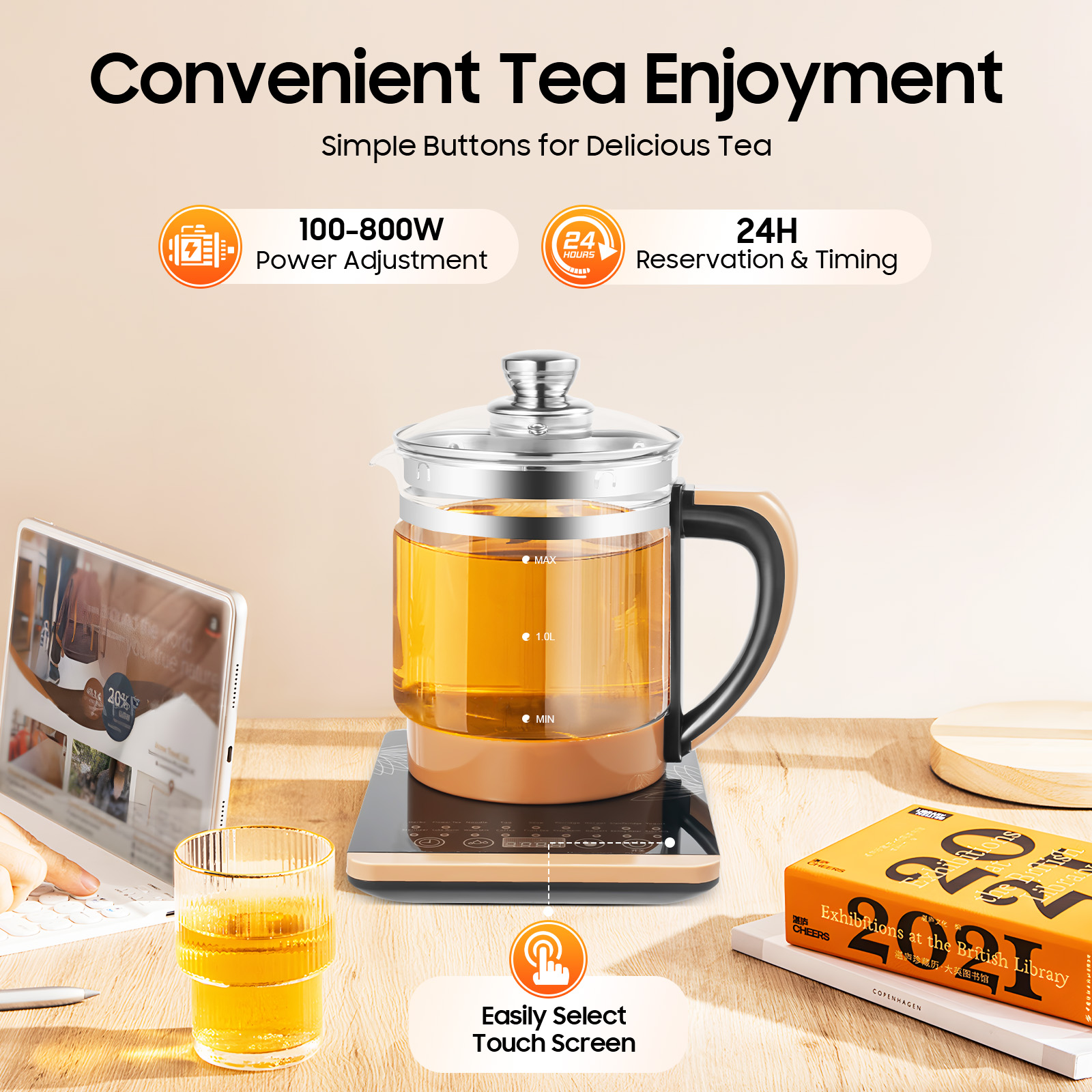 Electric Tea Kettle 1.8L 800W  - Coffee Tea Menu avaliação e preço