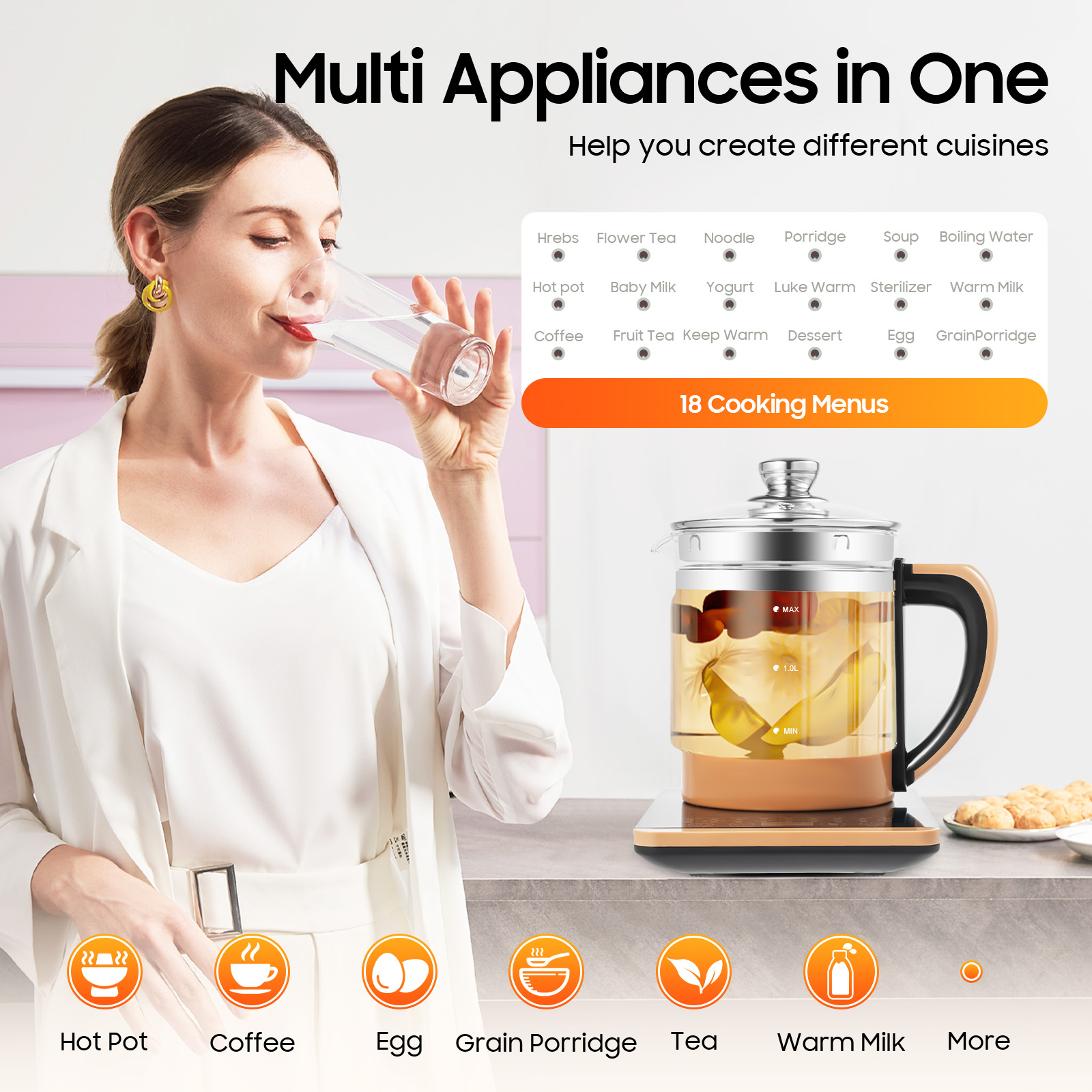 Electric Tea Kettle 1.8L 800W  - Coffee Tea Menu avaliação e preço