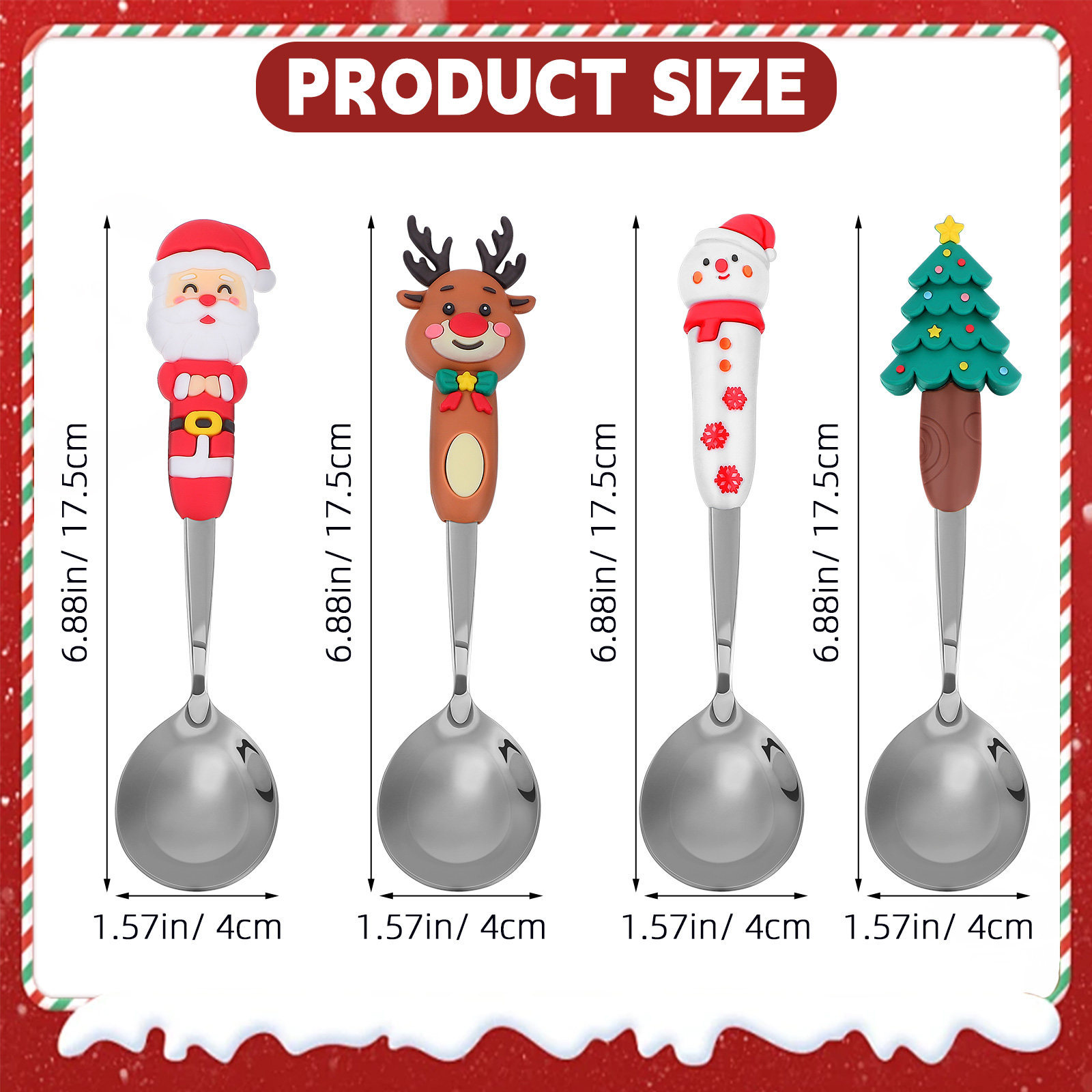 4Pcs Christmas Cartoon Stainle - Coffee Tea Festival avaliação e preço