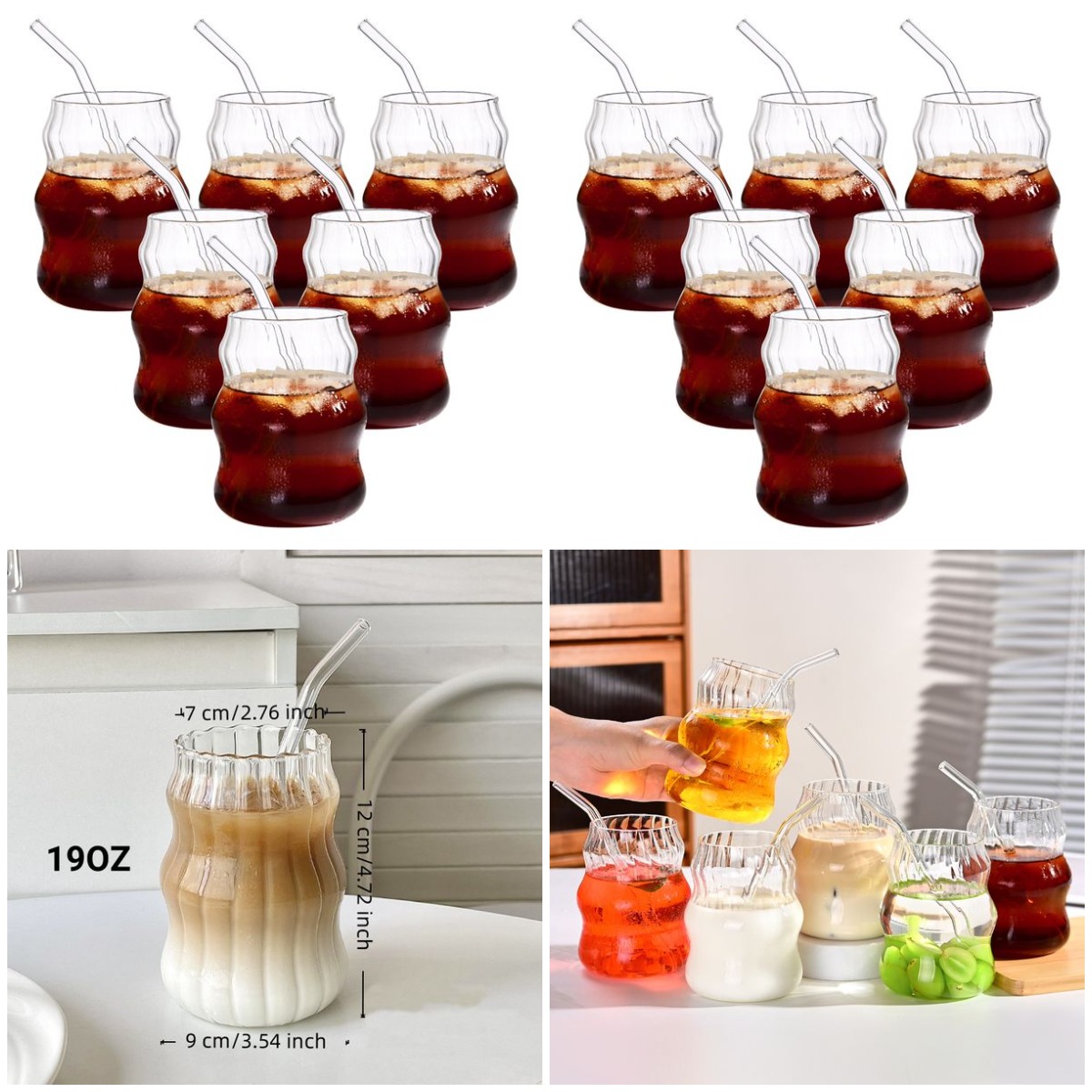 6 Pcs 19oz Glass Coffee Cup Se - Coffee Tea & Jane avaliação e preço