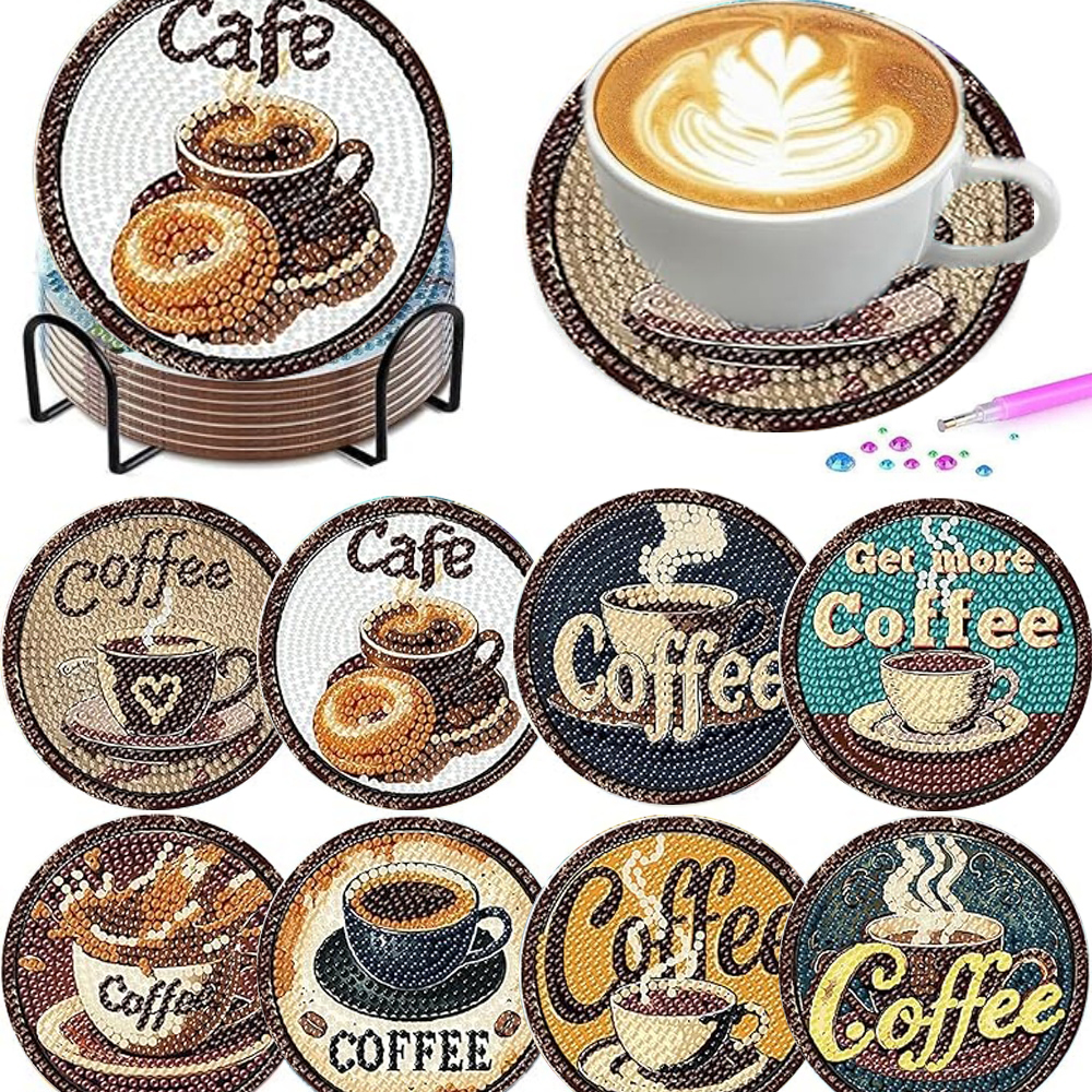 8 pieces/set of diamond painte - Coffee Tea Mugs avaliação e preço