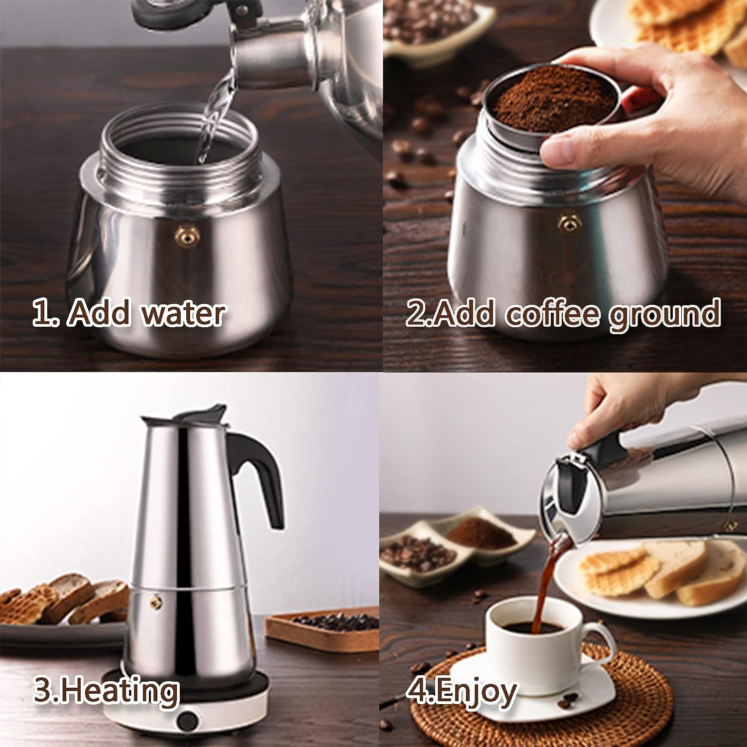 4/6/9 Cups Moka Pot Caffe Mach - Coffee Tea Mugs avaliação e preço