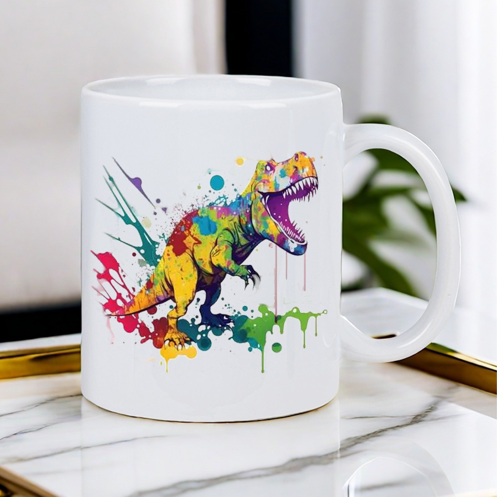 Dinosaur-Themed White Ceramic  - Coffee Tea Uses avaliação e preço