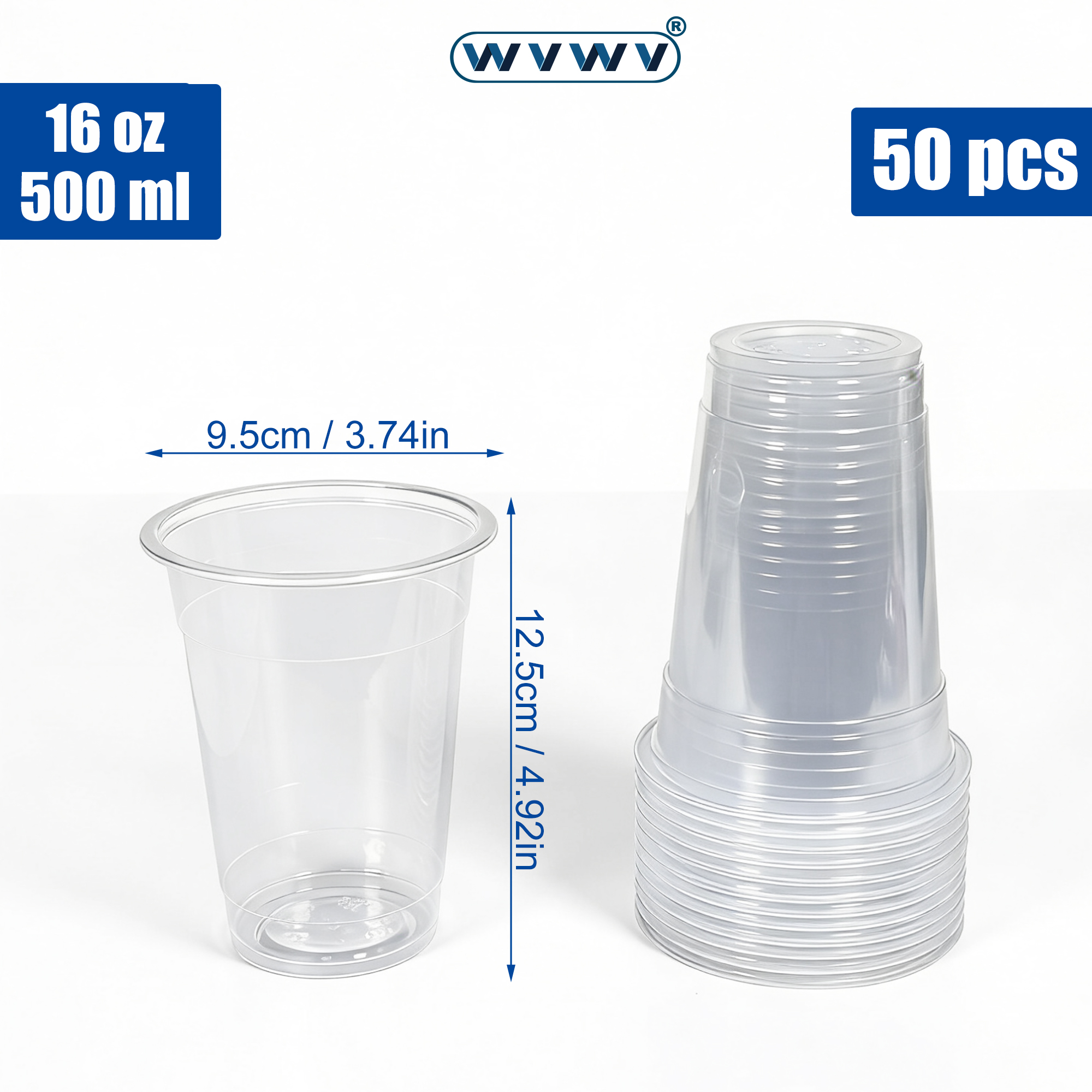 50Pcs 16Oz/500Ml Transparent M - Coffee Tea Festival avaliação e preço