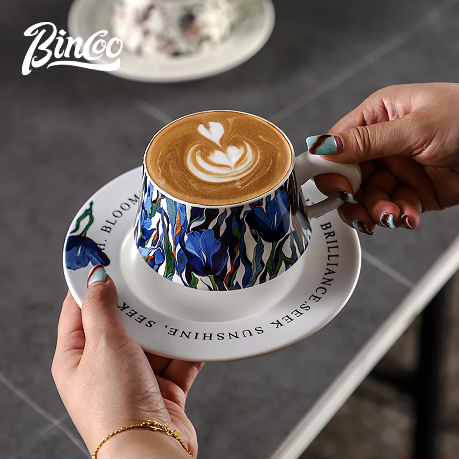 BINCOO 260ml Ceramic Coffee Cu - Espresso Cup Saucer avaliação e preço