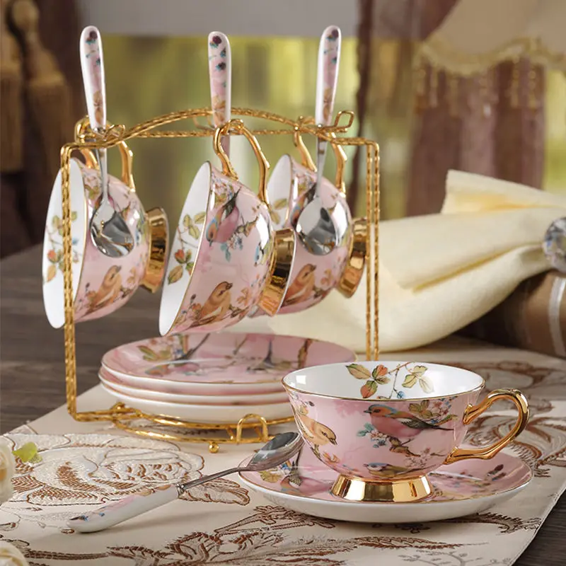 Bone china Coffee Cup Set Pink - Espresso Cup Saucer avaliação e preço