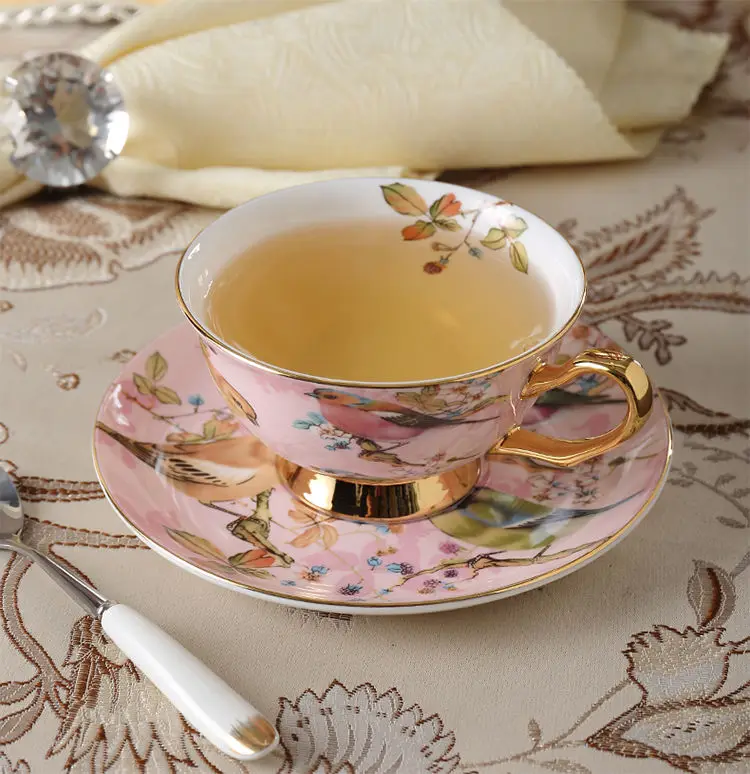 Bone china Coffee Cup Set Pink - Espresso Cup Saucer avaliação e preço