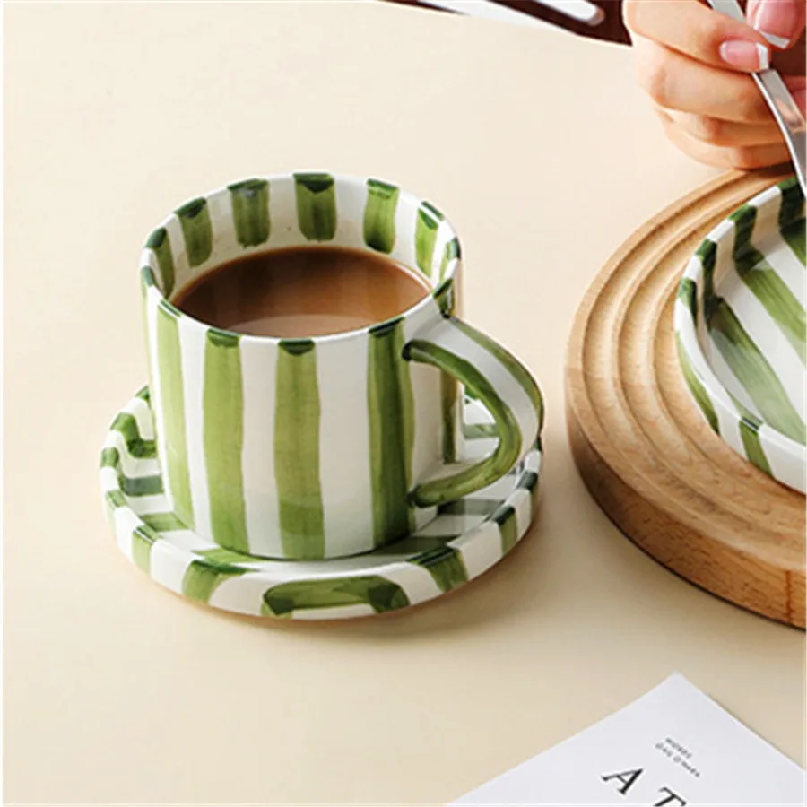 Minimalist striped hand drawn  - Espresso Cup Saucer avaliação e preço