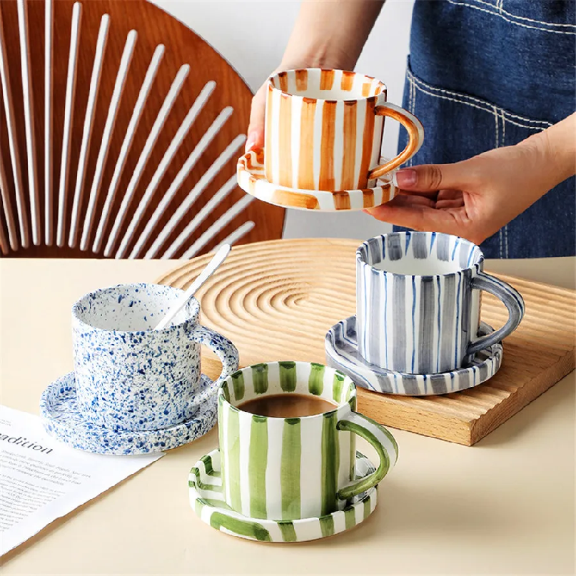Minimalist striped hand drawn  - Espresso Cup Saucer avaliação e preço