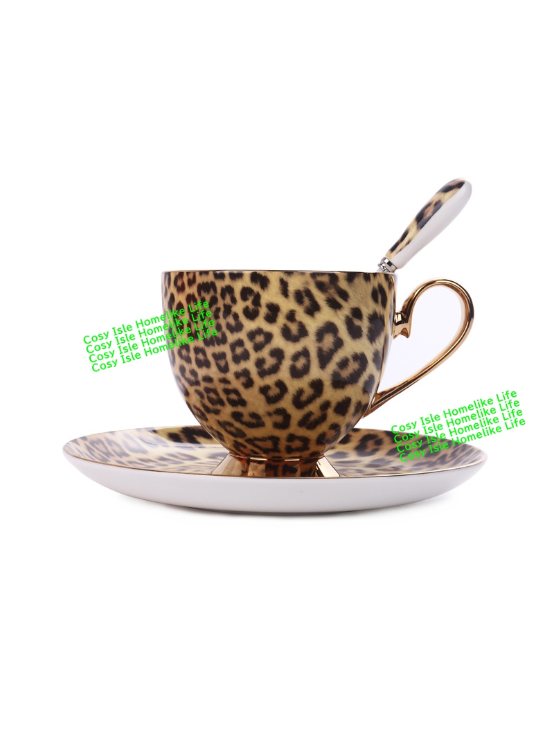 Gold Color Bone China Leopard  - Coffee Tea Festival avaliação e preço