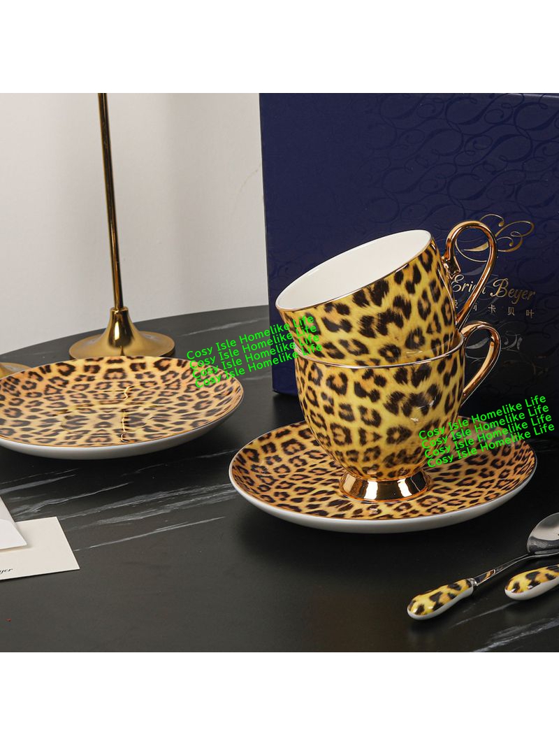 Gold Color Bone China Leopard  - Coffee Tea Festival avaliação e preço