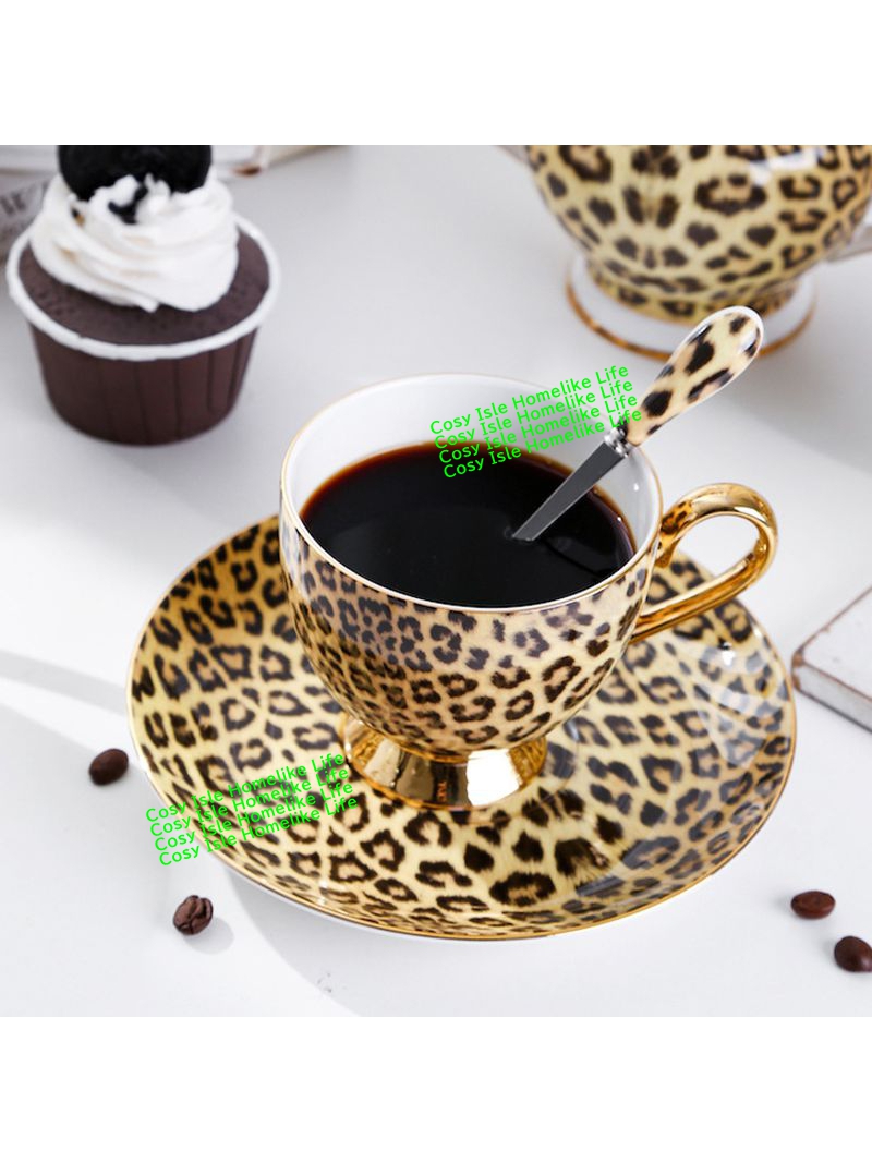 Gold Color Bone China Leopard  - Coffee Tea Festival avaliação e preço
