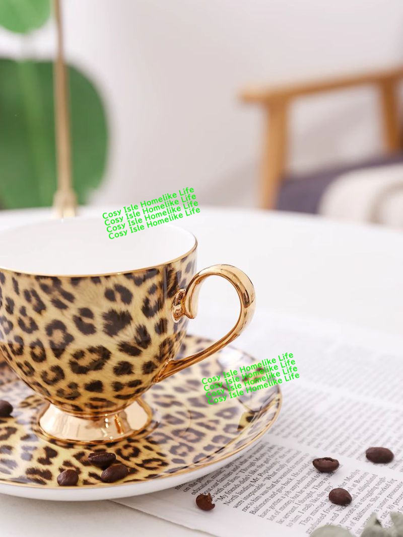 Gold Color Bone China Leopard  - Coffee Tea Festival avaliação e preço