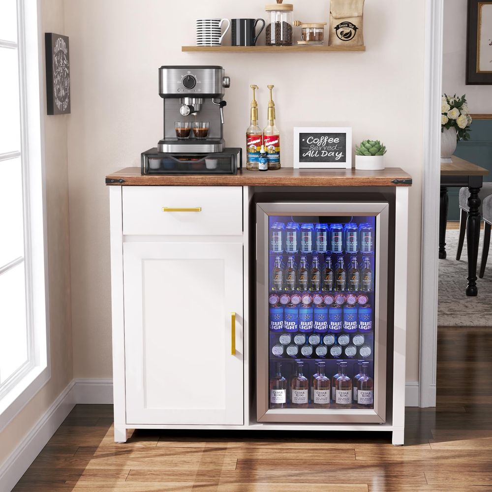 Coffee Bar with Mini Fridge Sp - Coffee & Tea Ken'S House avaliação e preço